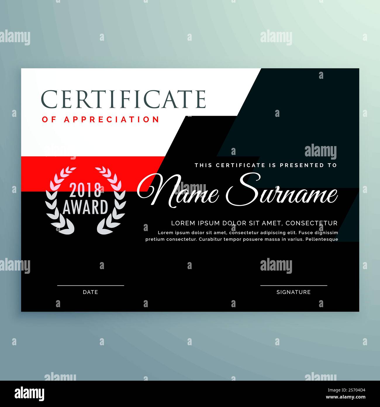 modern certificate template design with geometric red and black shapes ...