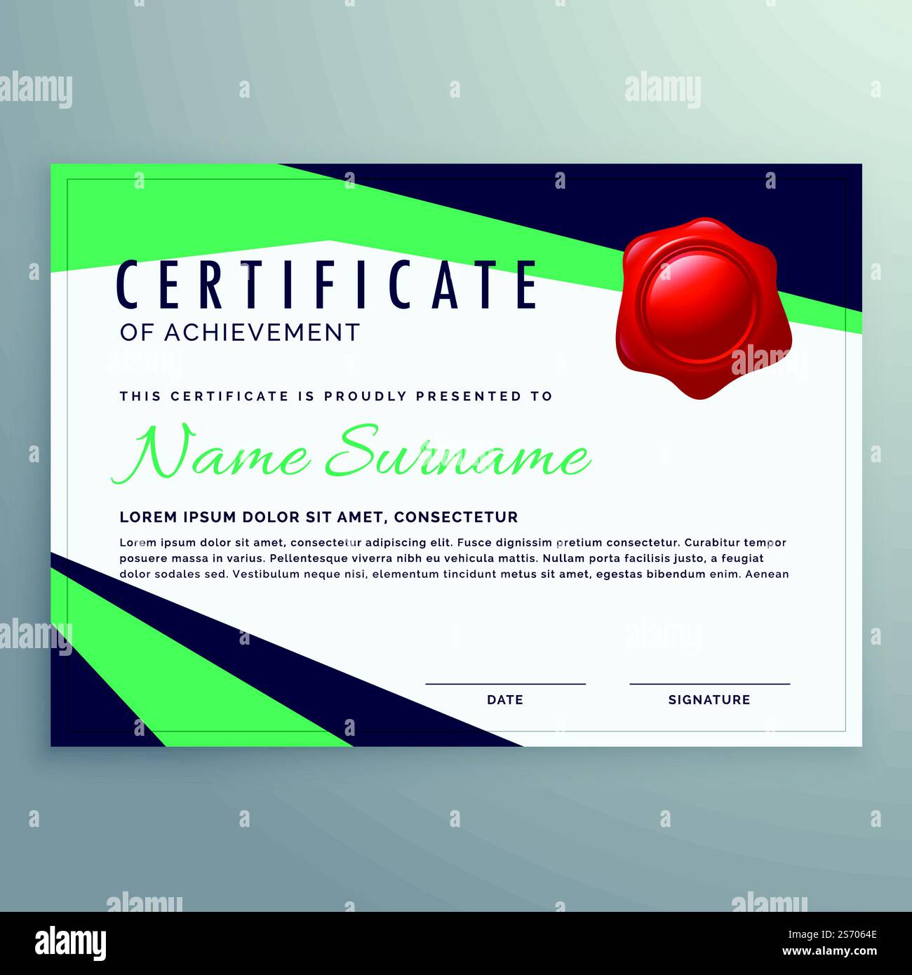 modern geometric certificate design in blue and green shapes Stock ...
