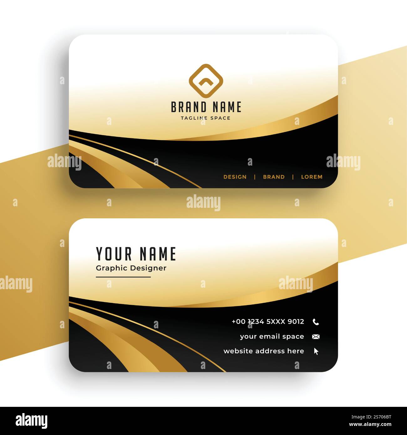luxury golden business card wavy design Stock Vector Image & Art - Alamy