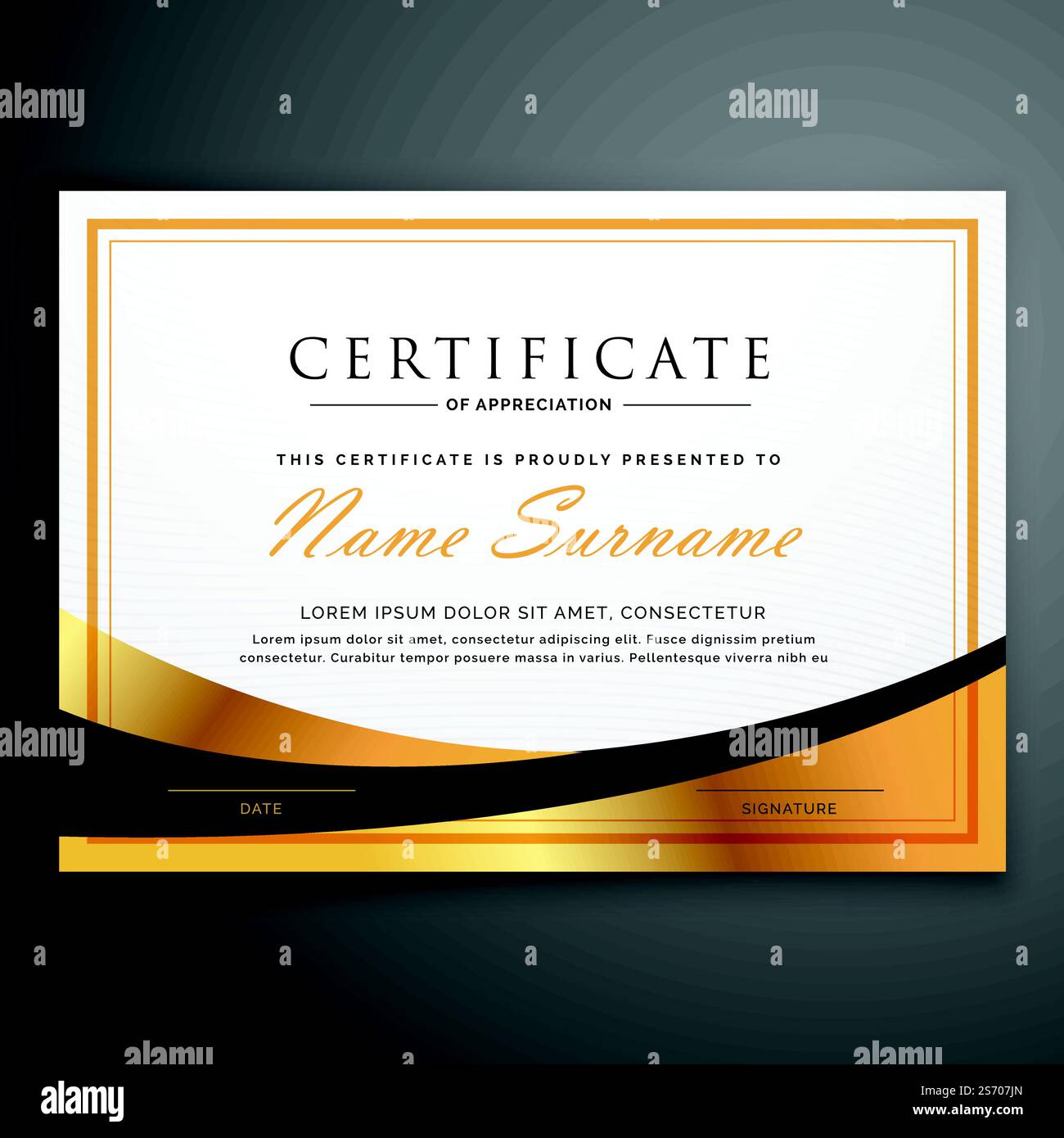 certificate template deisgn with golden wave Stock Vector Image & Art ...
