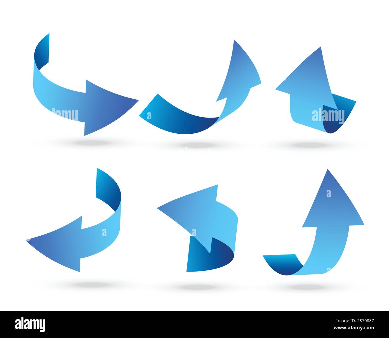 3d blue arrows set in different angles Stock Vector