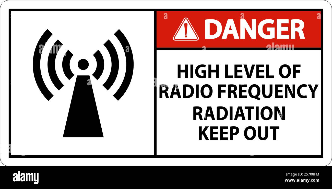 Danger High Level of RF Radiation Sign On White Background Stock Vector ...