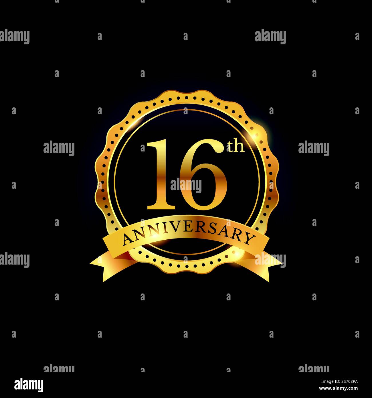 16th anniversary celebration badge label hi-res stock