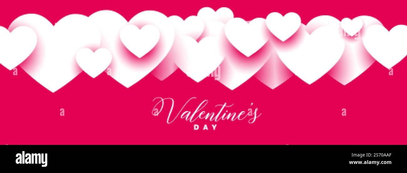 stylish pink valentines day wide banner design Stock Vector Image & Art ...