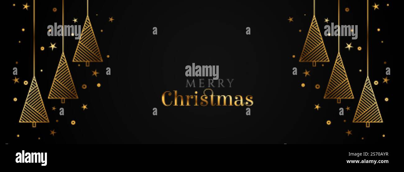 merry christmas beautiful gold and black banner design Stock Vector ...