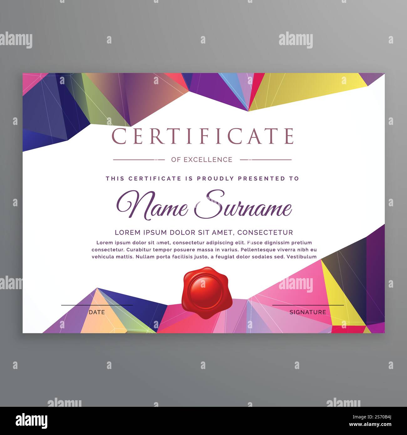 modern low poly funky certificate design template Stock Vector Image ...