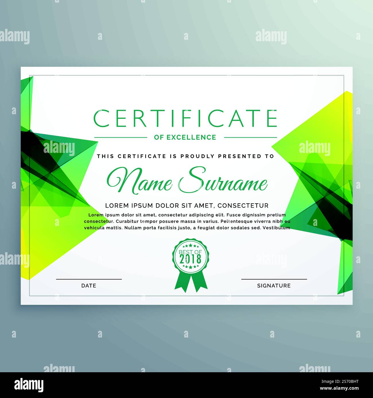 modern vector certificate template with green abstract shapes Stock ...