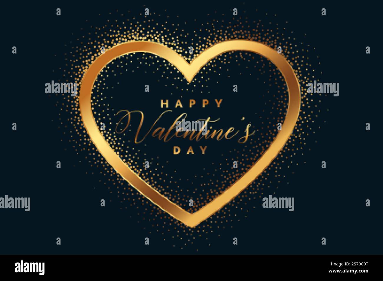 golden glitter happy valentines day heart background Stock Vector Image ...