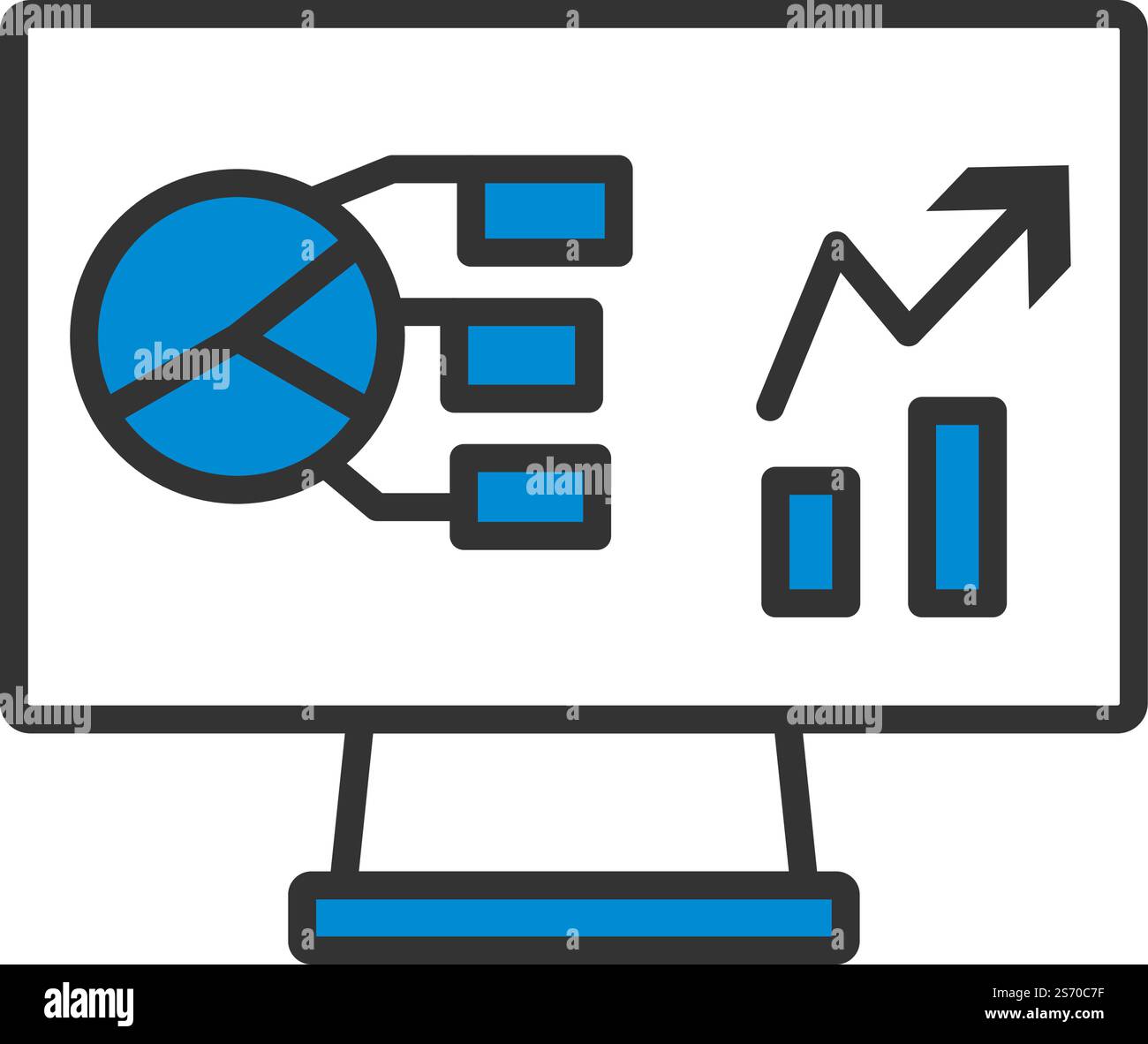 Monitor With Analytics Diagram Icon. Editable Bold Outline With Color ...
