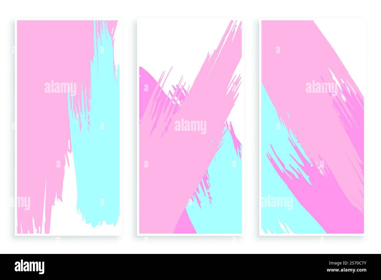 abstract pastel color paint brush stroke banners set Stock Vector Image ...