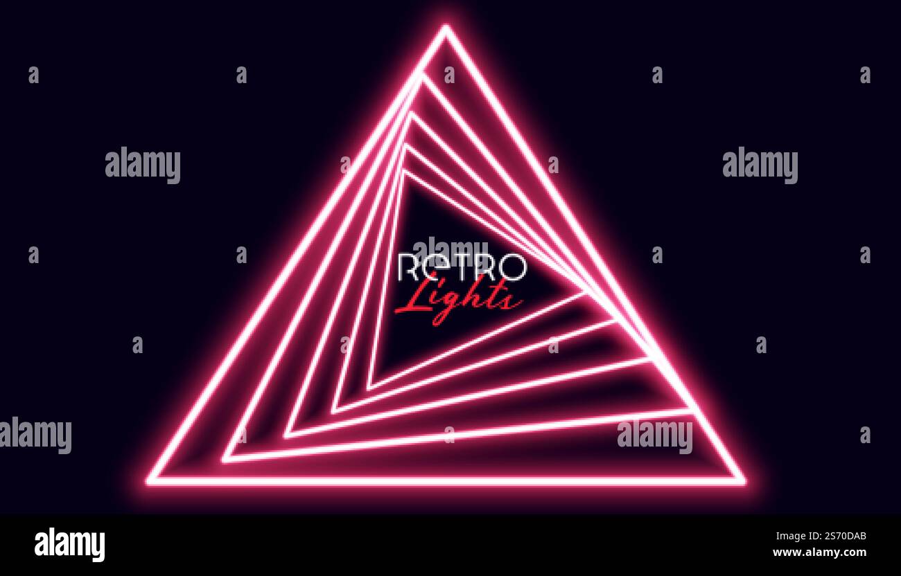 retro triangle neon lights geometric background design Stock Vector ...