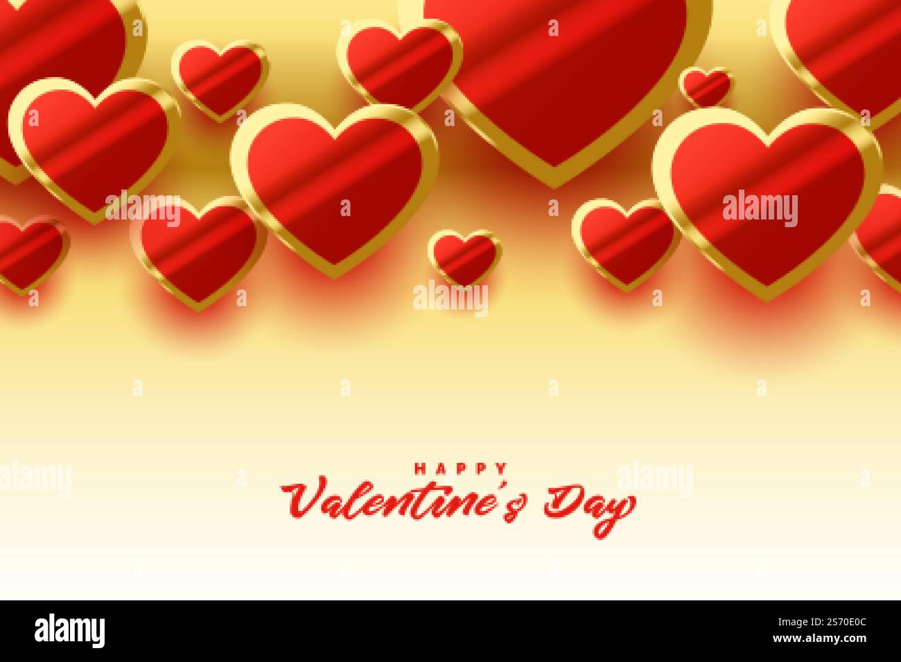 valentines day shiny golden hearts beautiful background Stock Vector ...