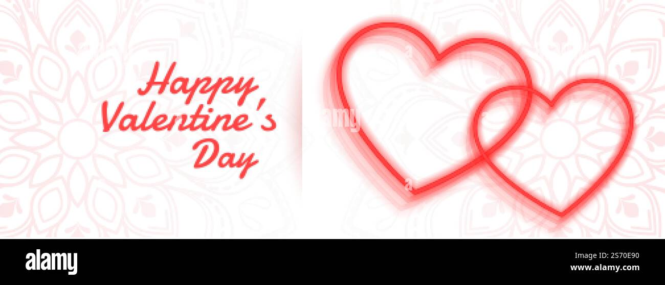 happy valentines day two line hearts banner design Stock Vector Image ...