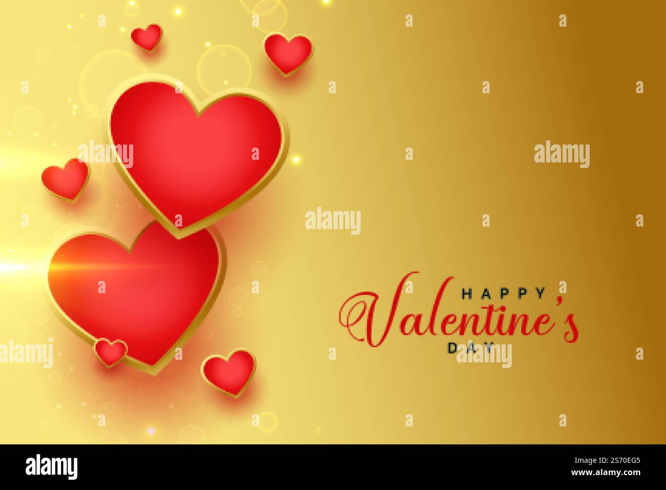 happy valentines day golden hearts background design Stock Vector Image ...