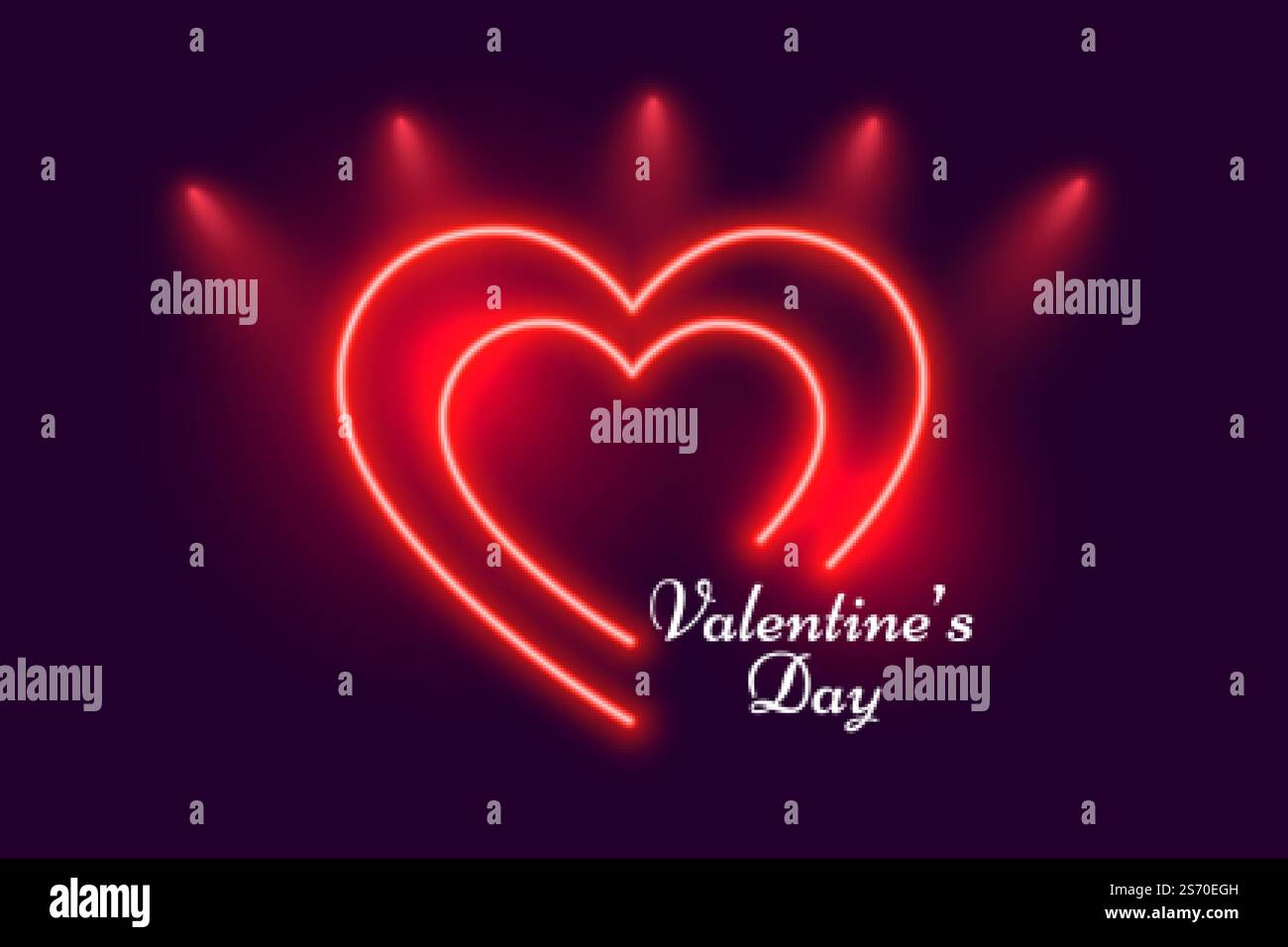 glowing red neon hearts valentines day background Stock Vector Image ...