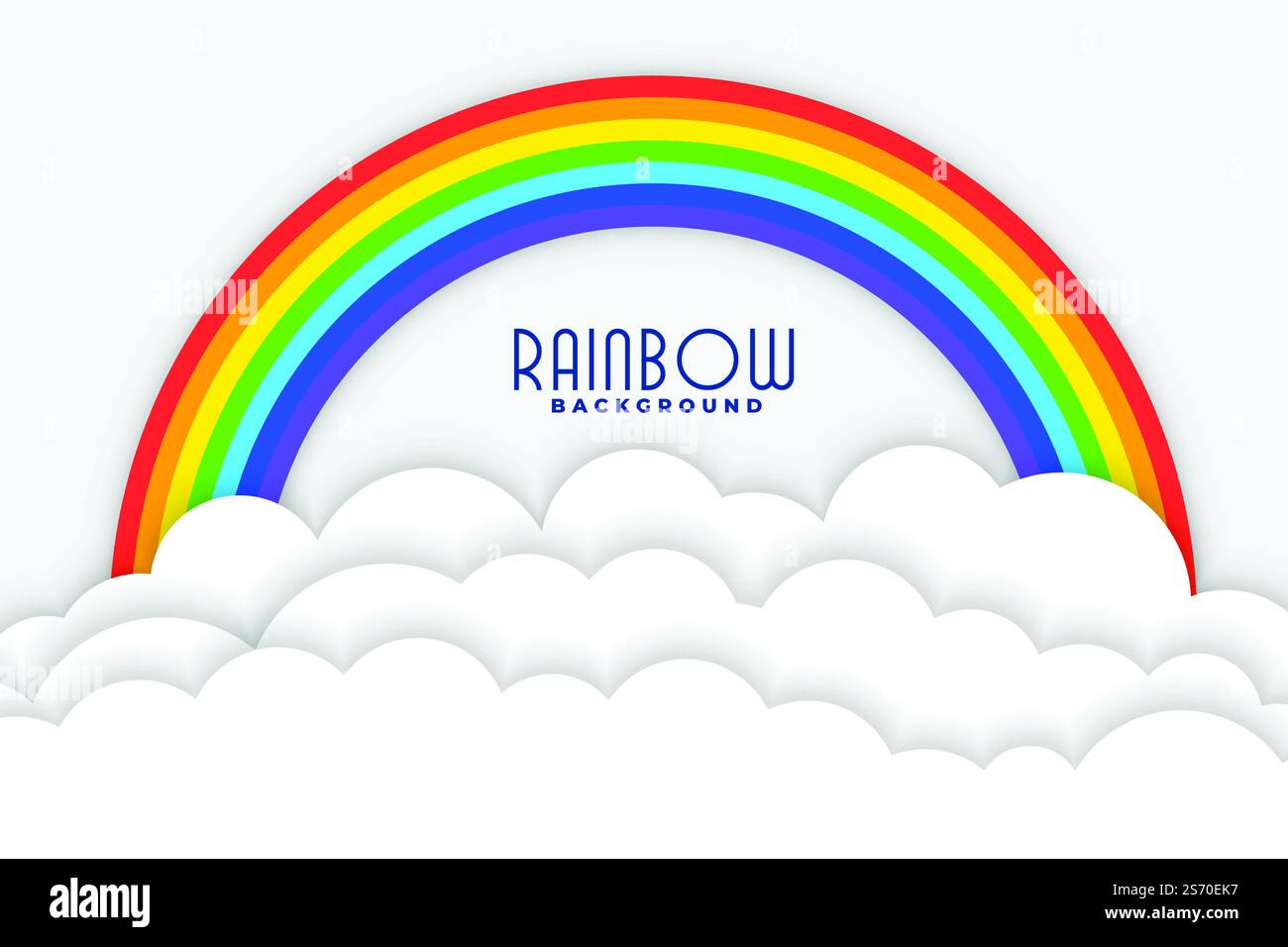 rainbow background with white papercut clouds design Stock Vector Image ...