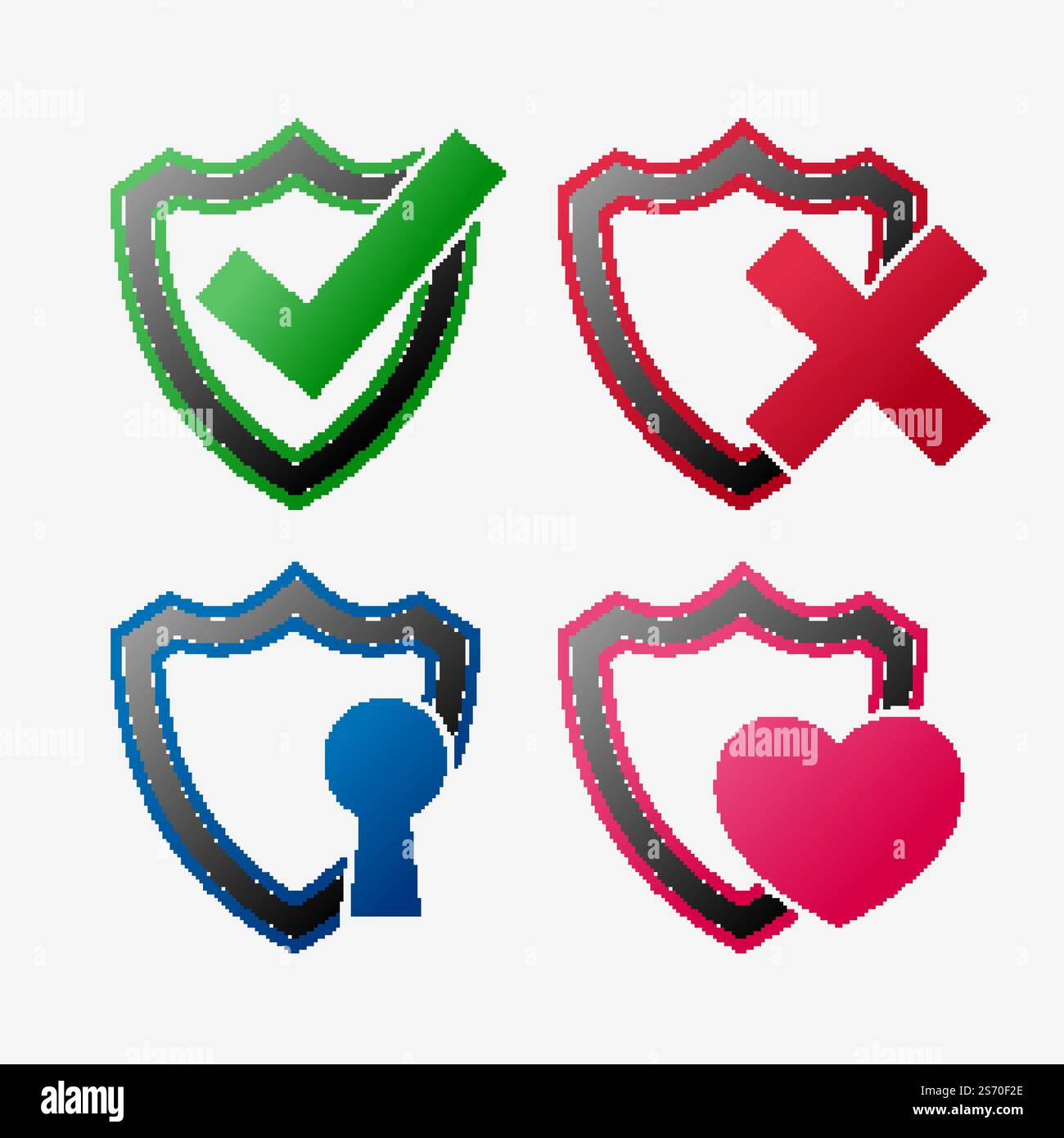 set of security icon shield set Stock Vector