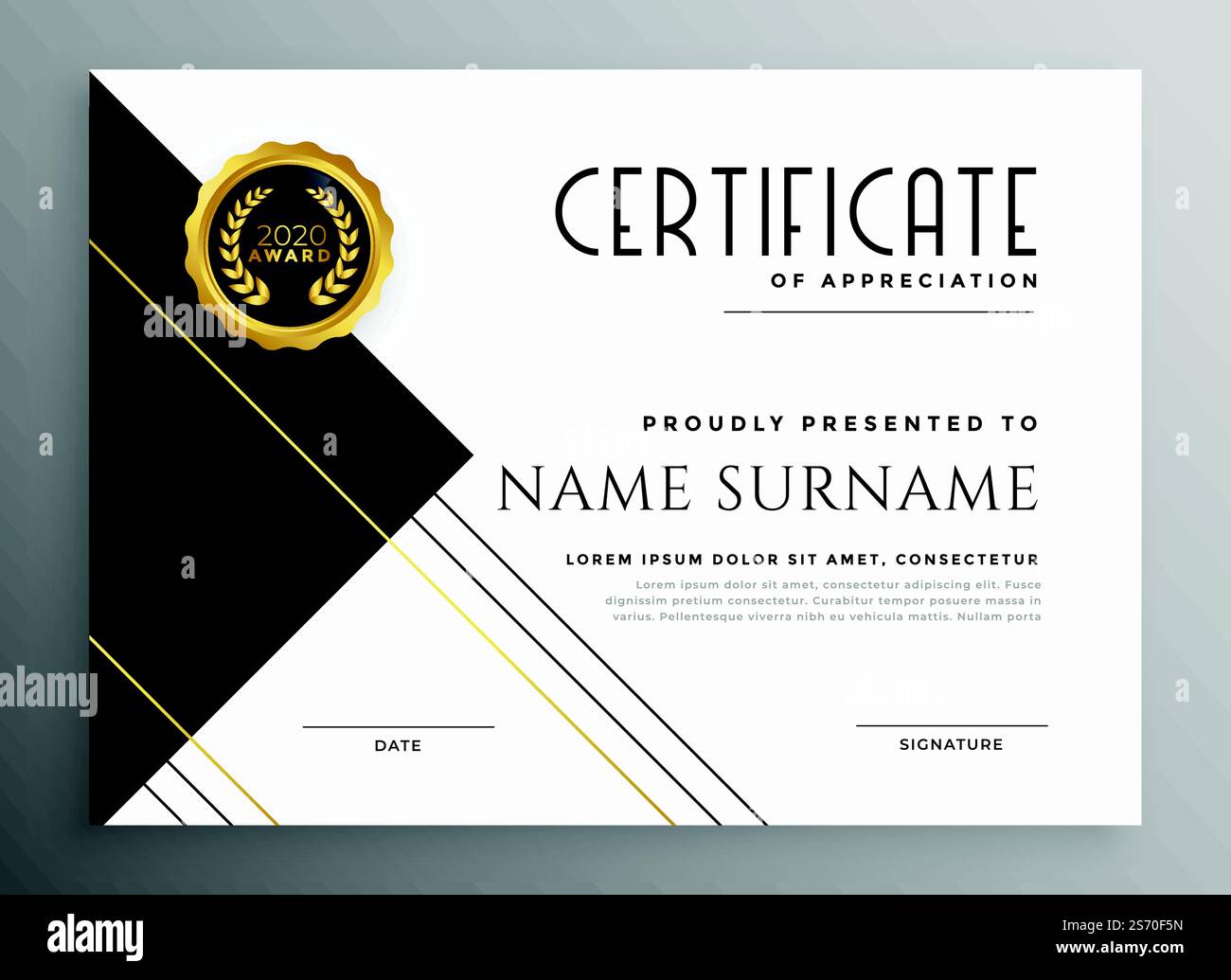 modern black white and gold certificate template design Stock Vector ...