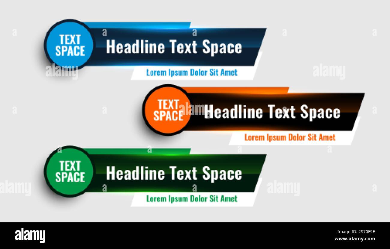 three modern lower third banners template design Stock Vector Image ...