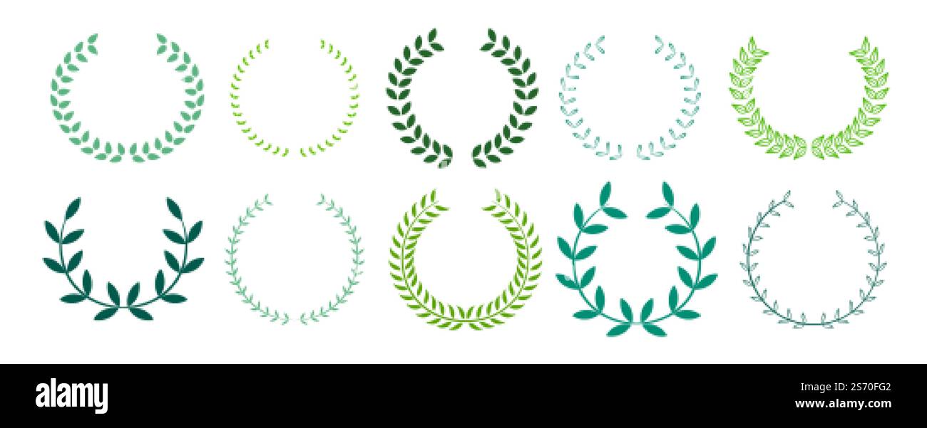 green leaves laurel wreath collection design Stock Vector Image & Art ...
