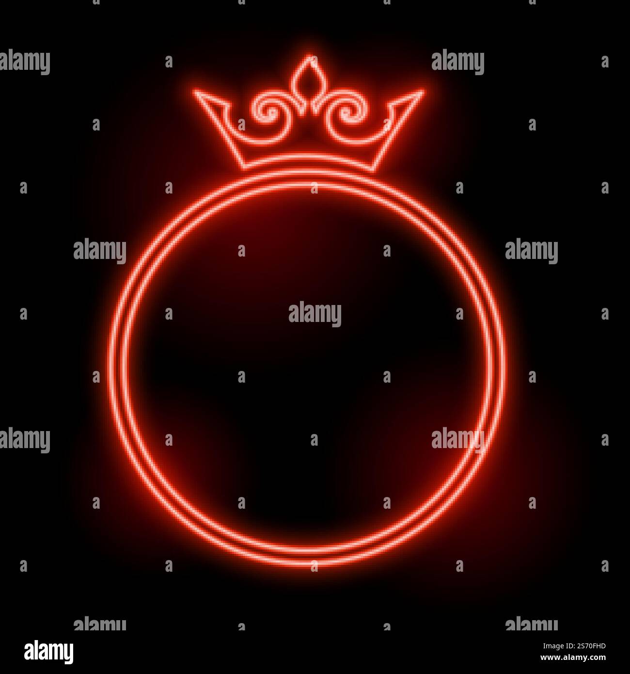 neon style crown frame with text space design Stock Vector