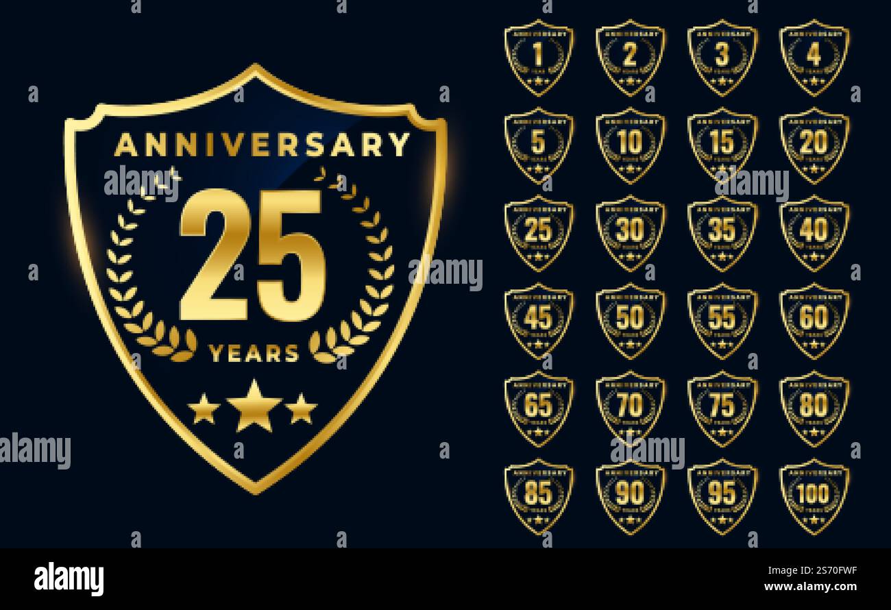 premium golden anniversary logotype big collection design Stock Vector ...