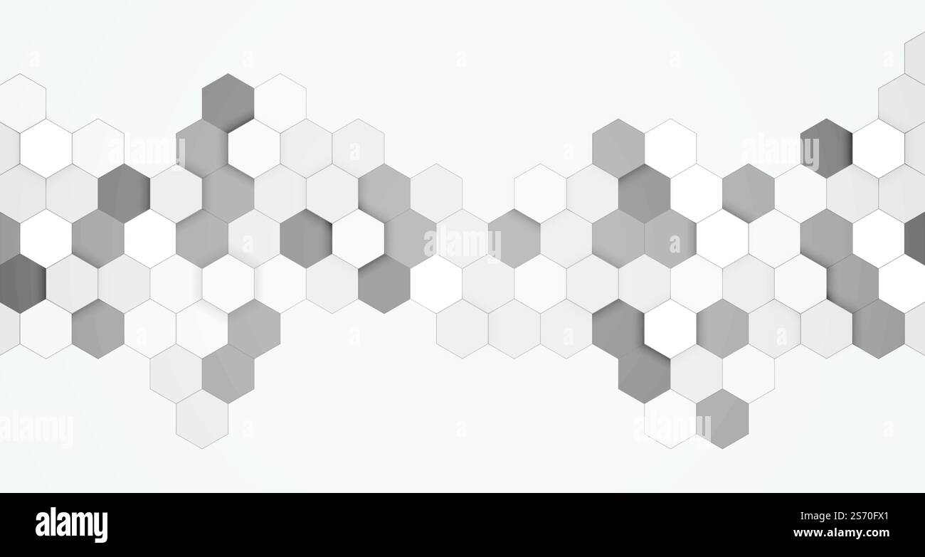 abstract hexagonal black and white 3d pattern background Stock Vector ...