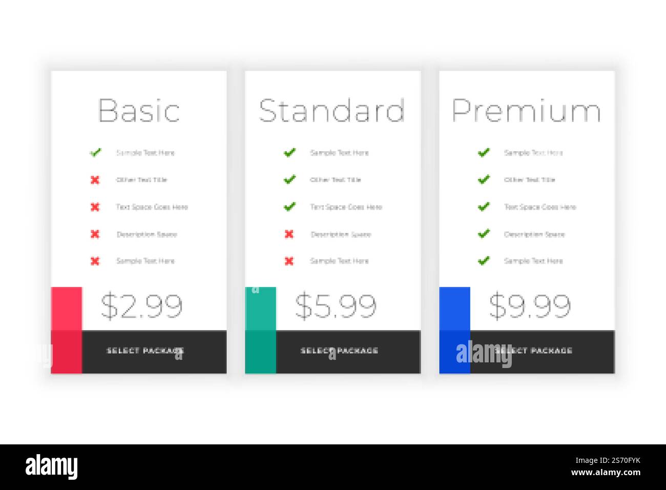 minimal web plans and pricing comparision template design Stock Vector