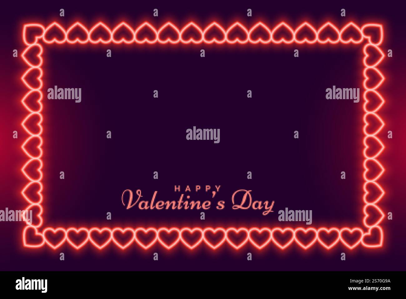 valentines day neon frame hearts background design Stock Vector Image ...