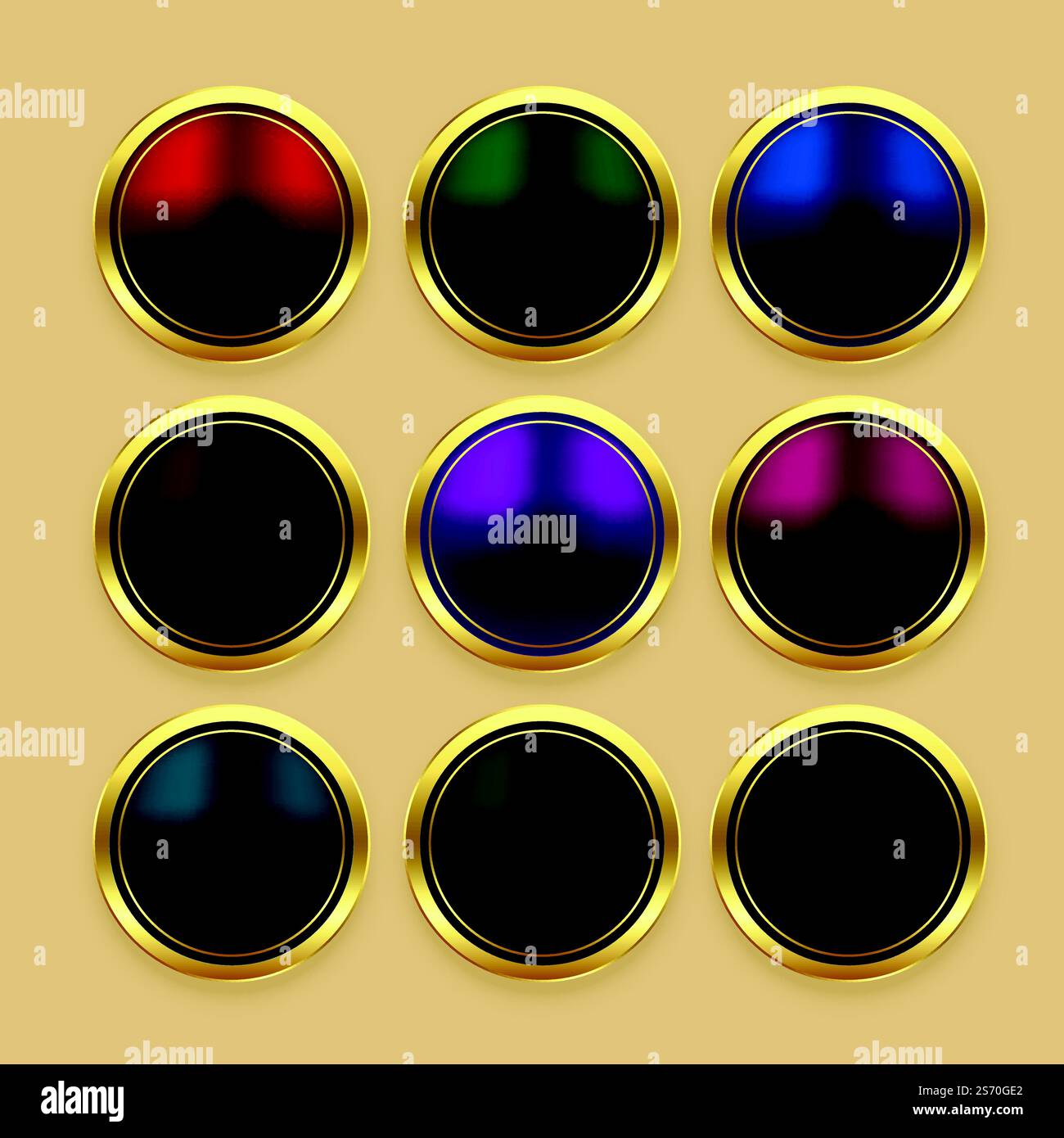 set of color metallic golden buttons Stock Vector Image & Art - Alamy