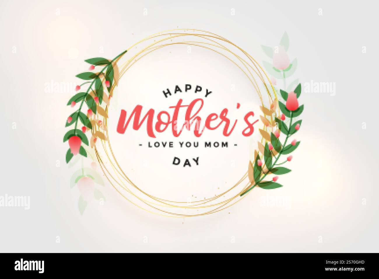 happy mothers day flower and leaves card design Stock Vector Image ...