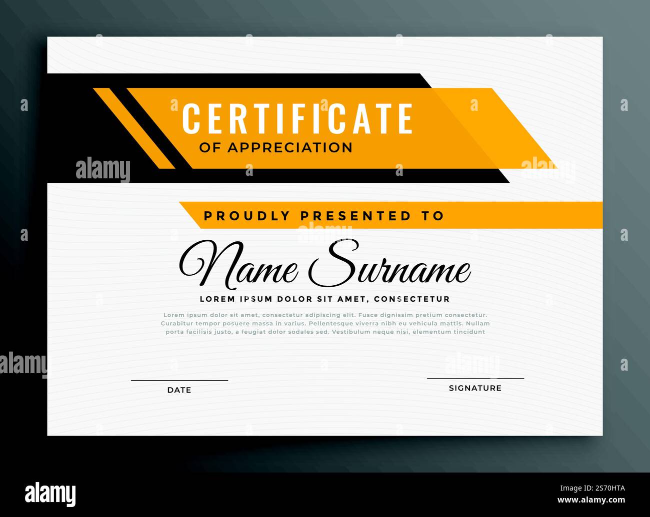certificate award diploma template in yellow color Stock Vector Image ...