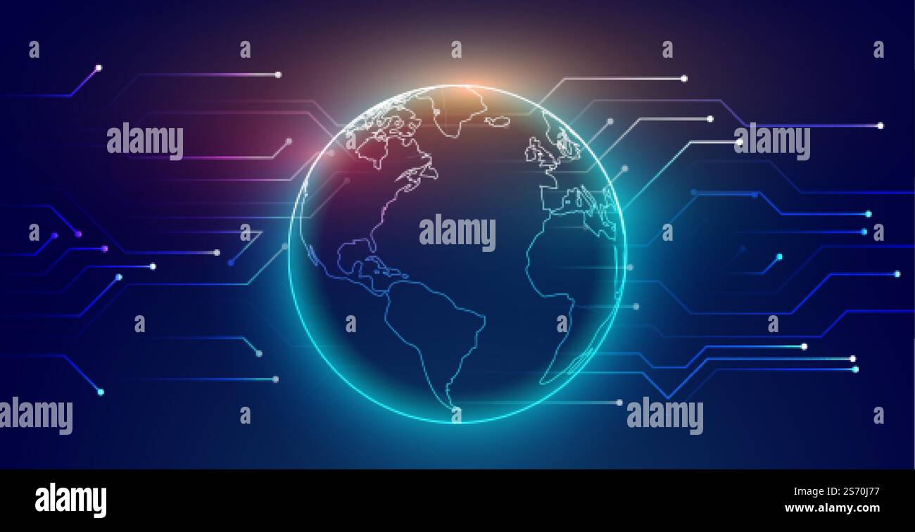 digital global connection network technology background design Stock Vector