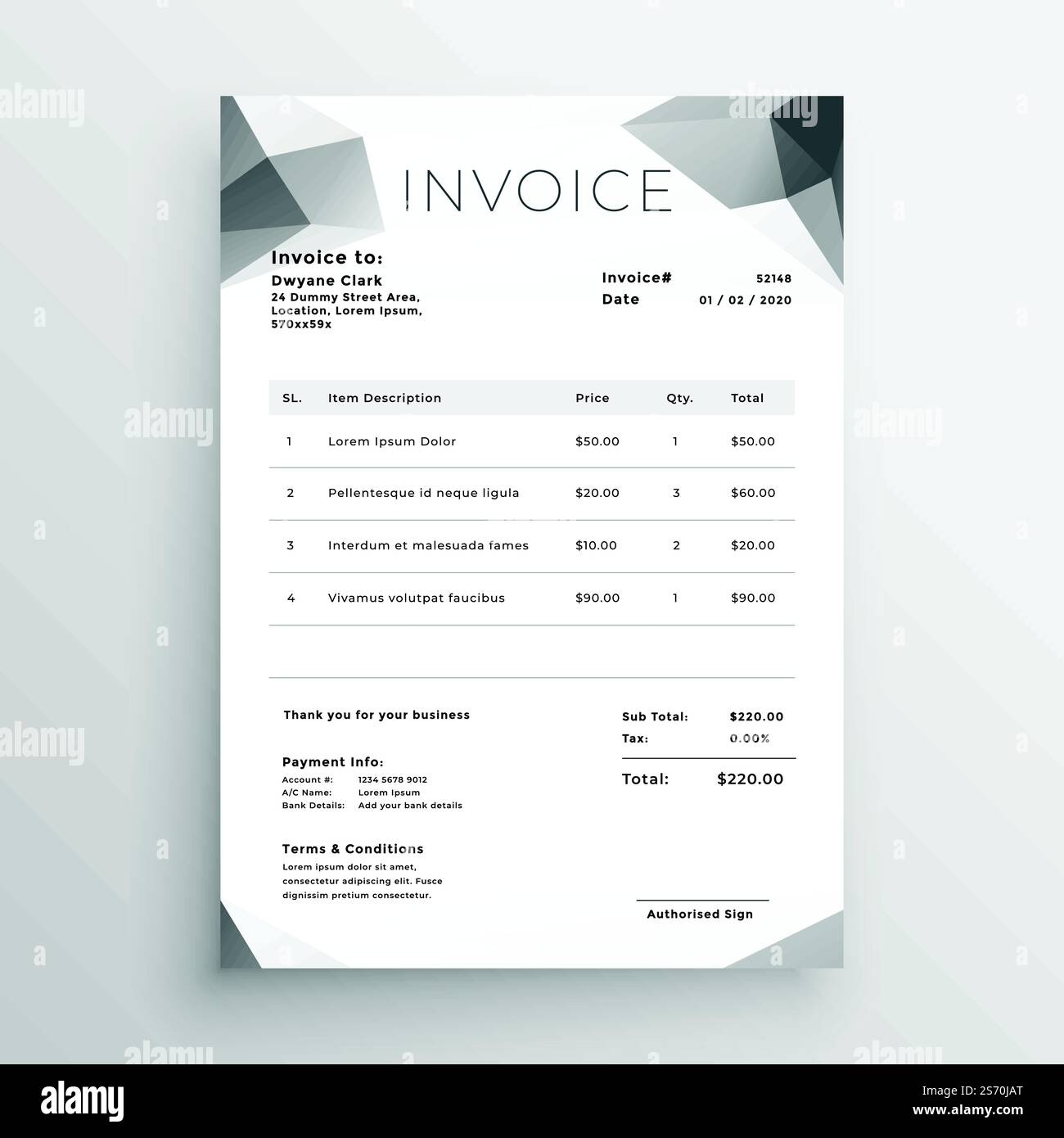 gray abstract invoice template design Stock Vector Image & Art - Alamy