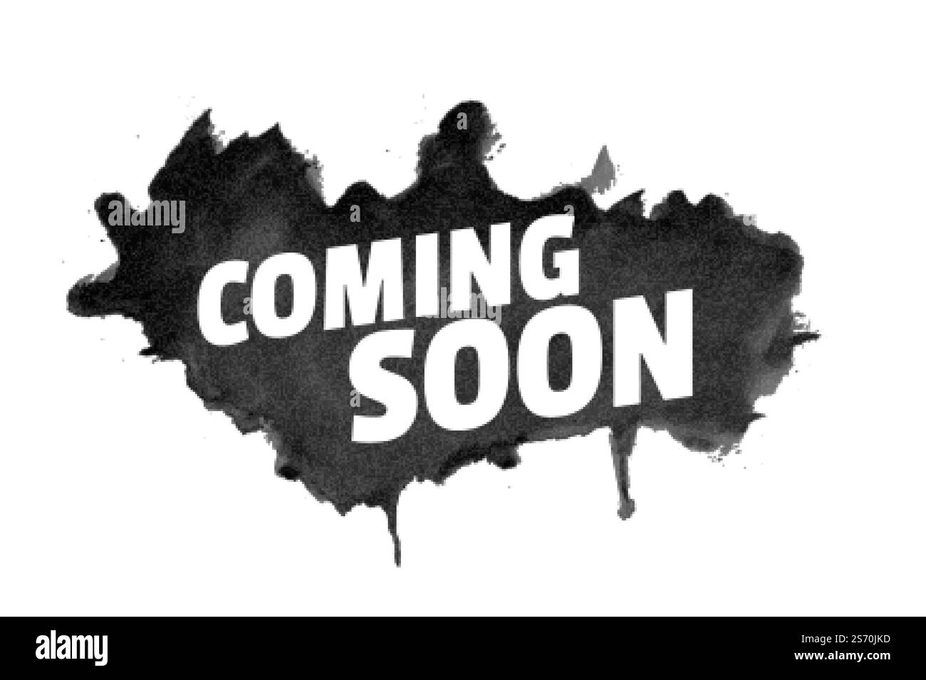 abstract grunge style coming soon background with black splatter Stock Vector