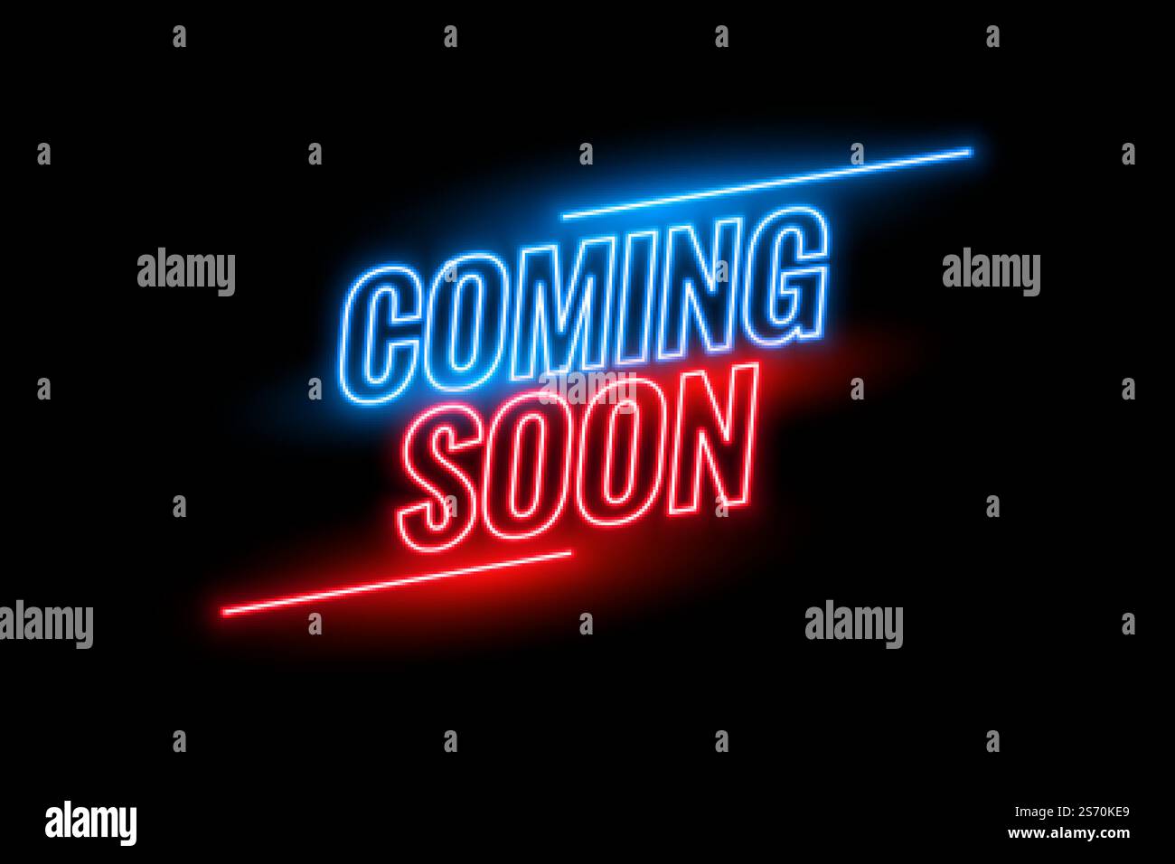neon style coming soon glowing background design Stock Vector