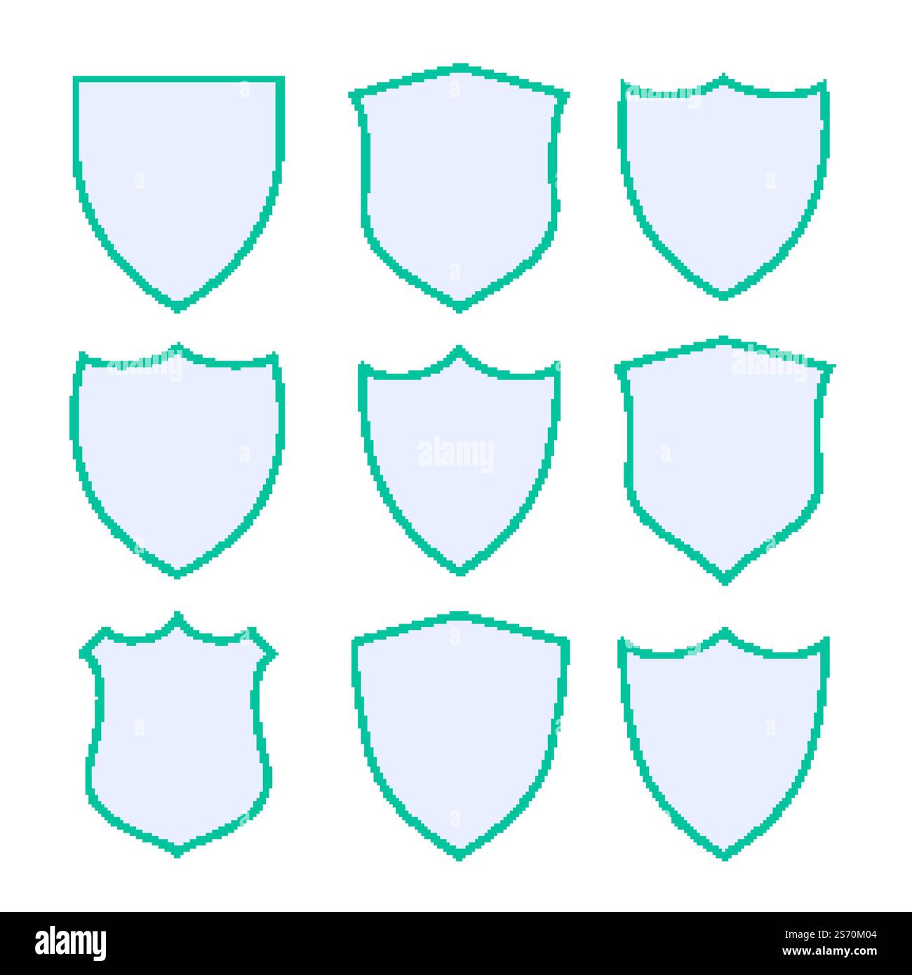nine protection shield icons with green border Stock Vector Image & Art ...