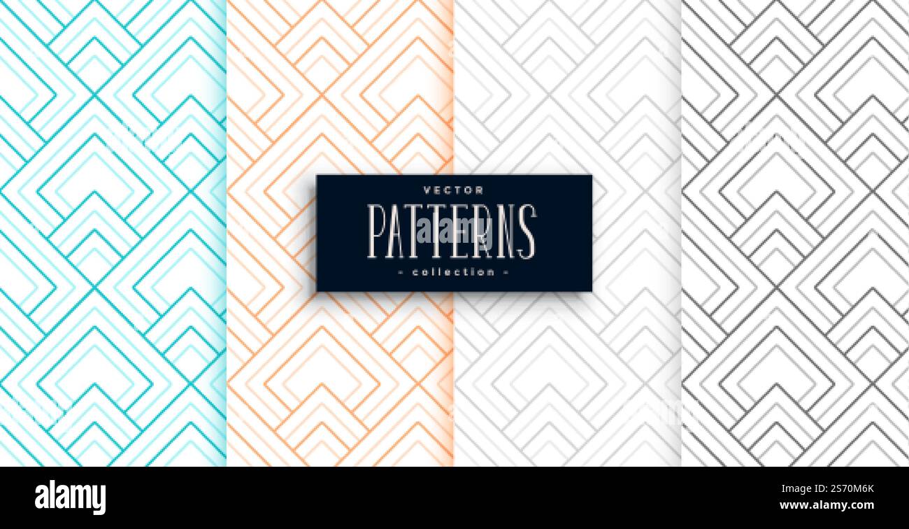abstract geometric patterns set in four colors Stock Vector