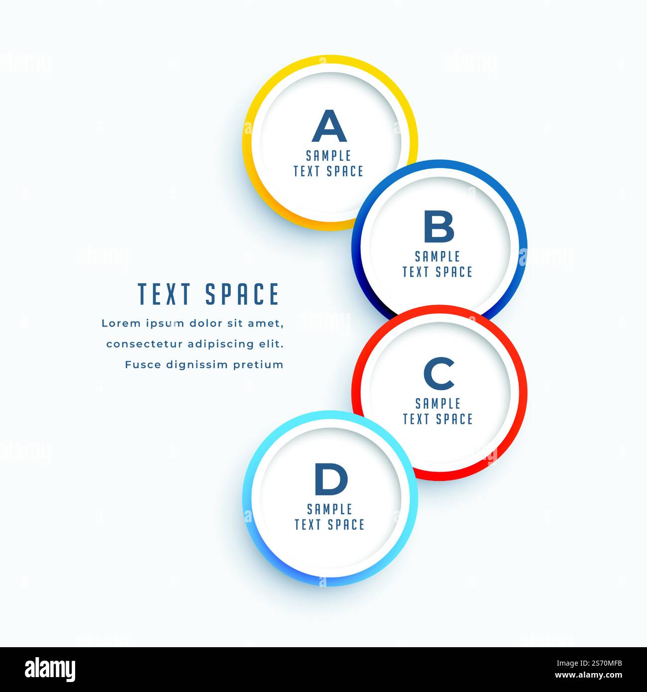 four steps infographic timeline in circle design and text space Stock ...
