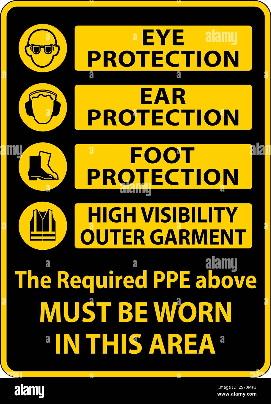 PPE Must Be Worn In This Area Sign Stock Vector