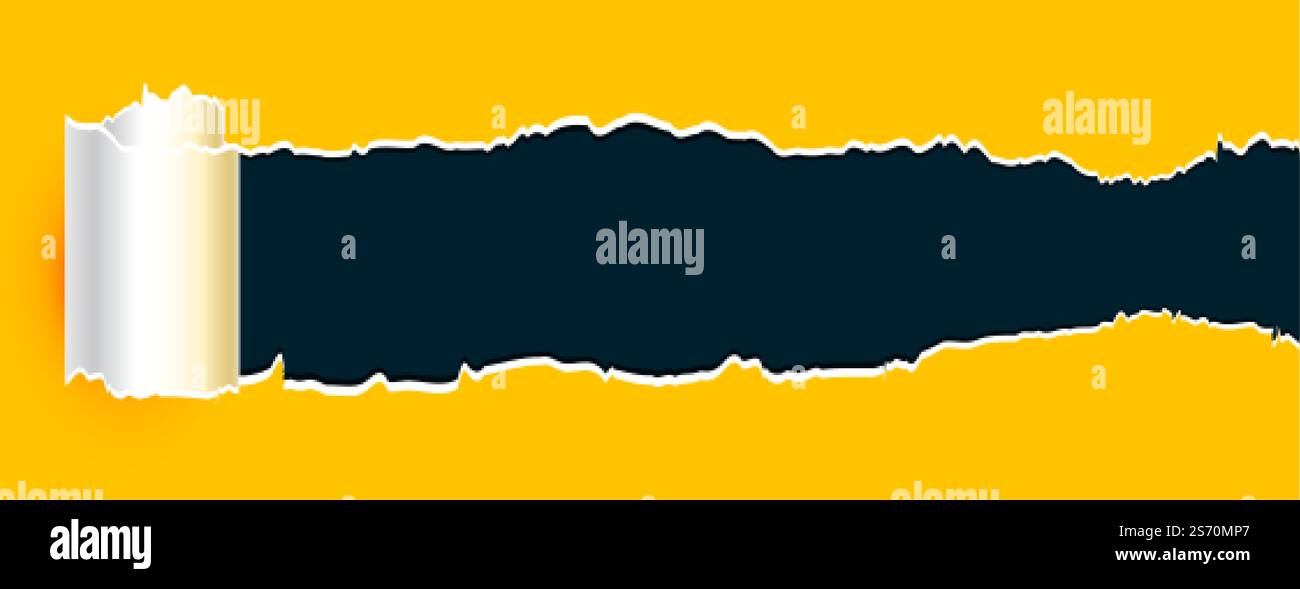 rolled torn paper yellow sheet banner design Stock Vector Image & Art ...