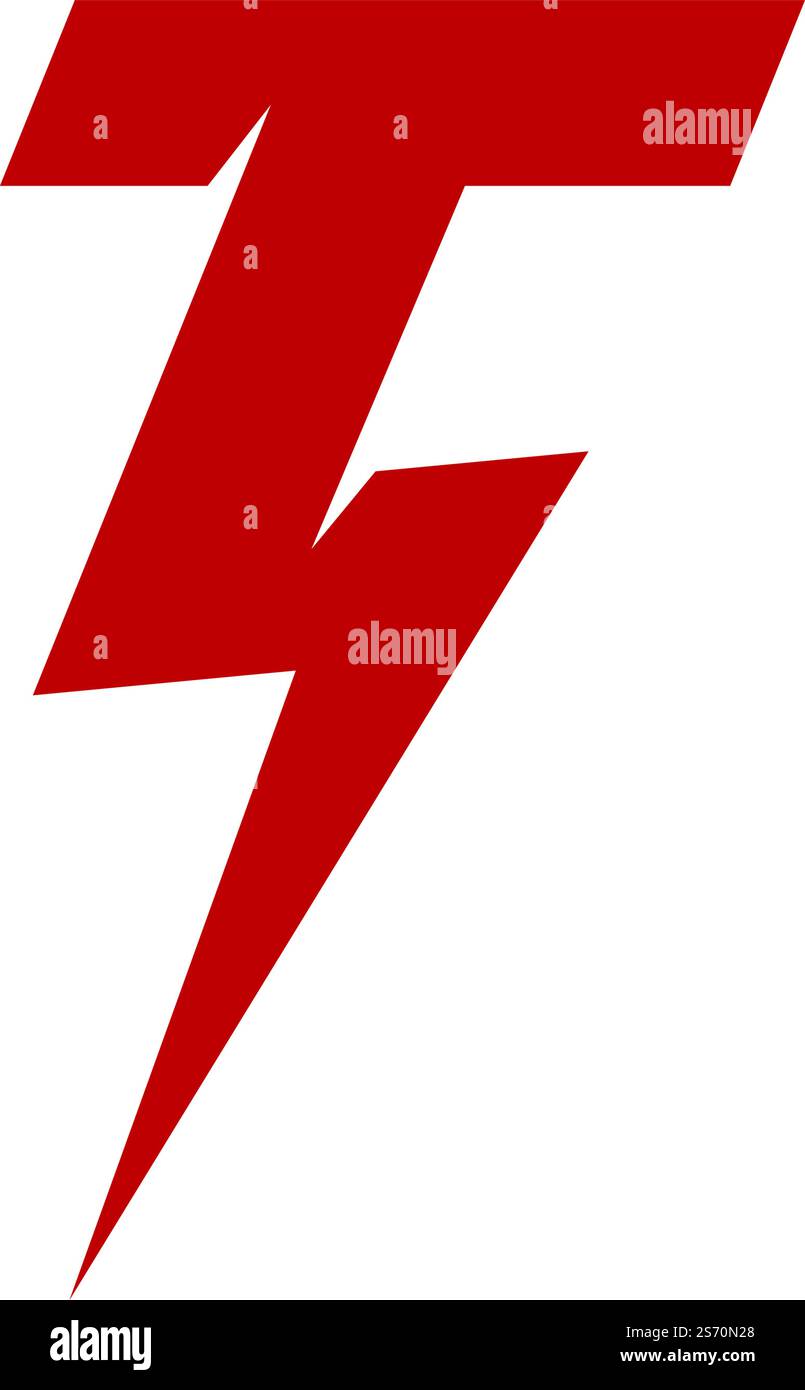 T letter initial Power lightning logo vector design Stock Vector Image ...