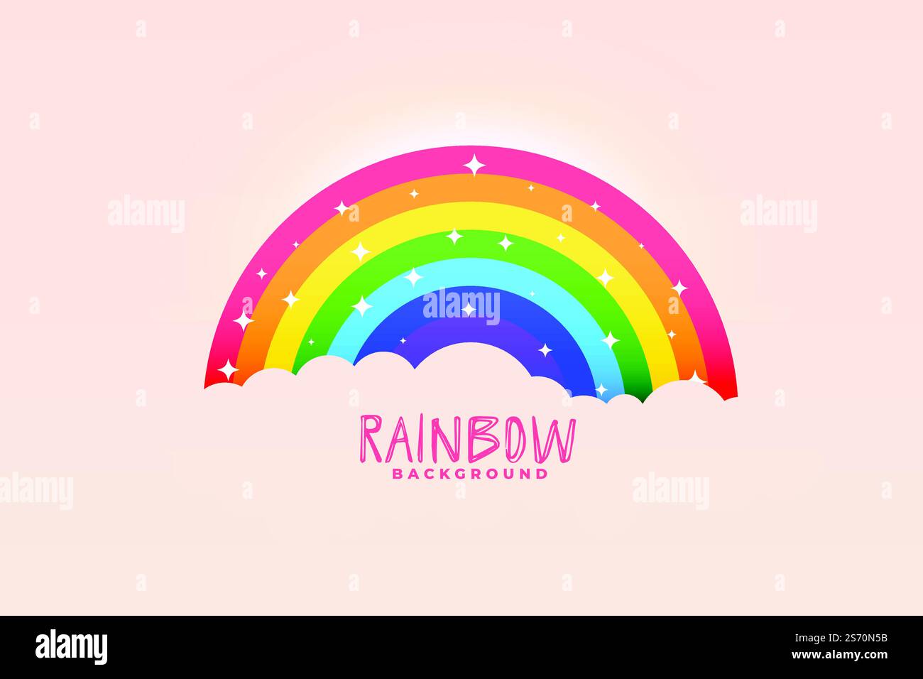 cute rainbow and clouds pink background stylish design Stock Vector ...