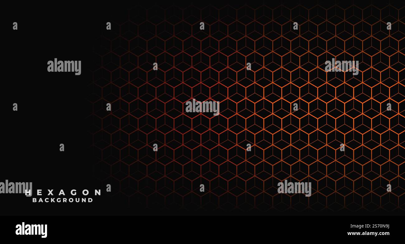 black background with orange hexagonal pattern Stock Vector Image & Art ...