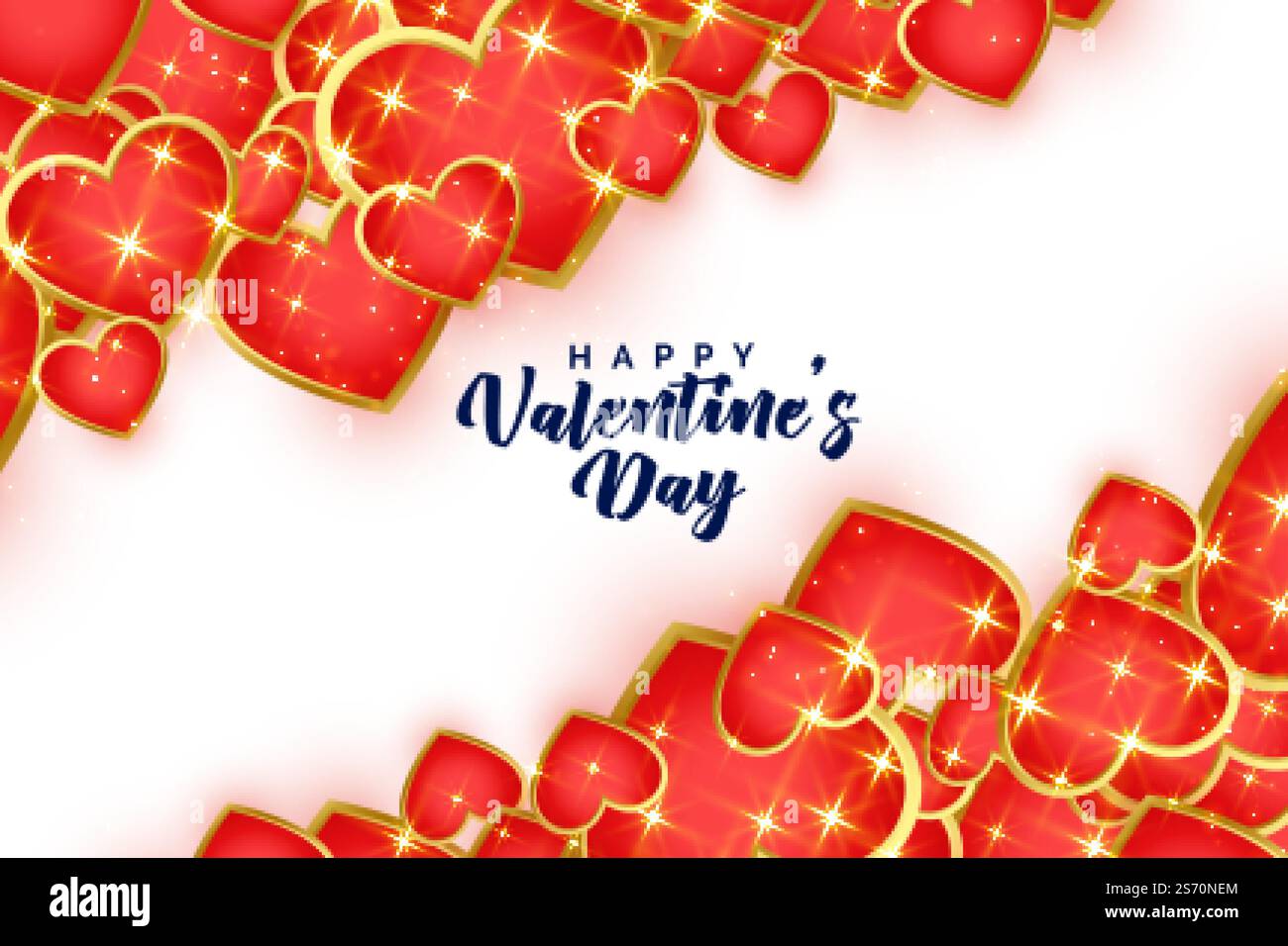 shiny red and golden hearts valentines day background Stock Vector ...