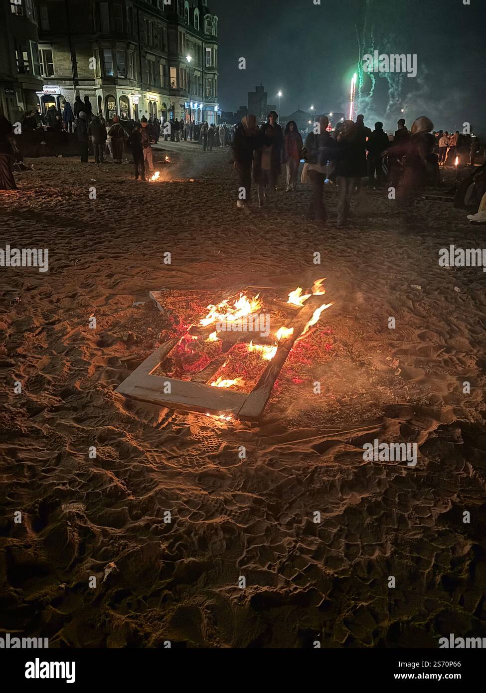 Guy Fawkes celebration at Portobello Beach, Edinburgh, Scotland. - Smartphone Captured Stock Image