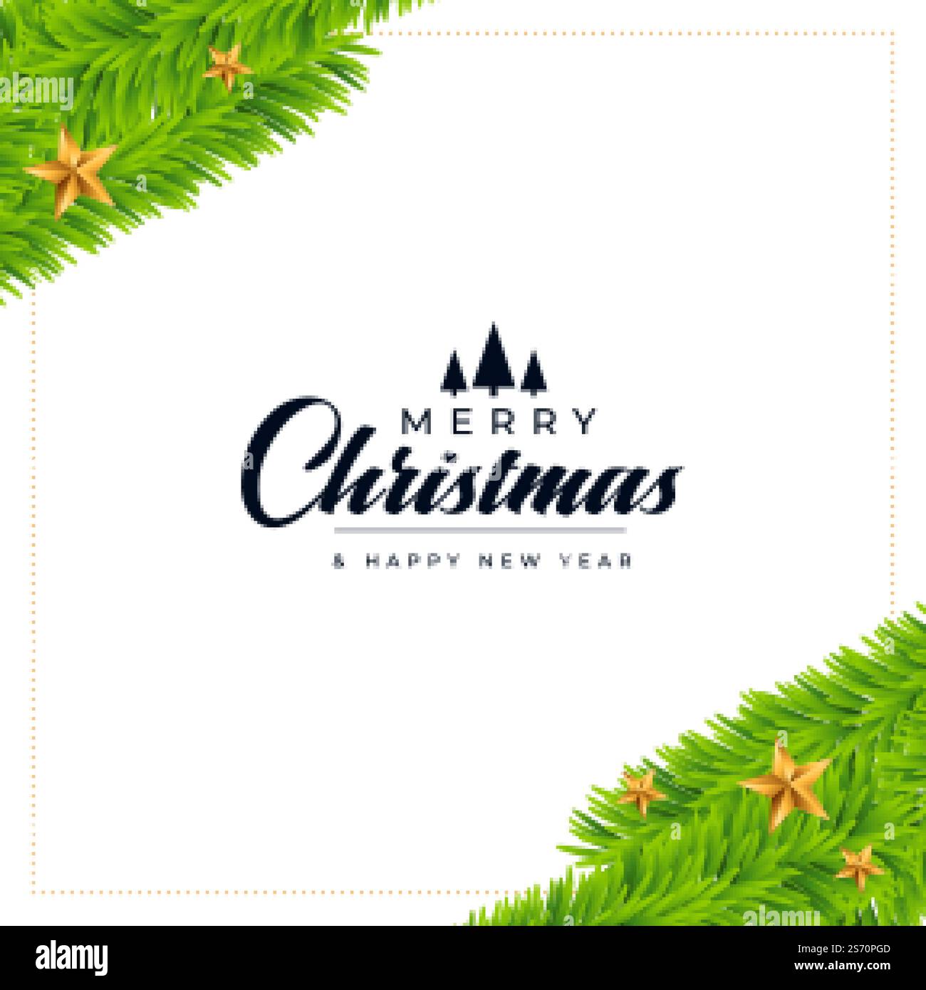 christmas wishes card with pine tree leaves decoration Stock Vector ...