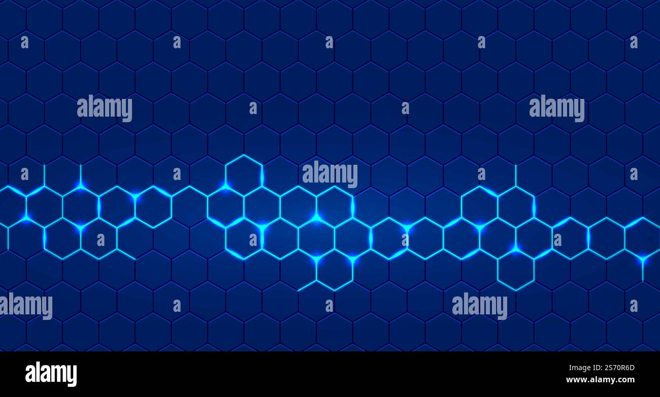 blue technology background with hexagonal glowing pattern Stock Vector ...