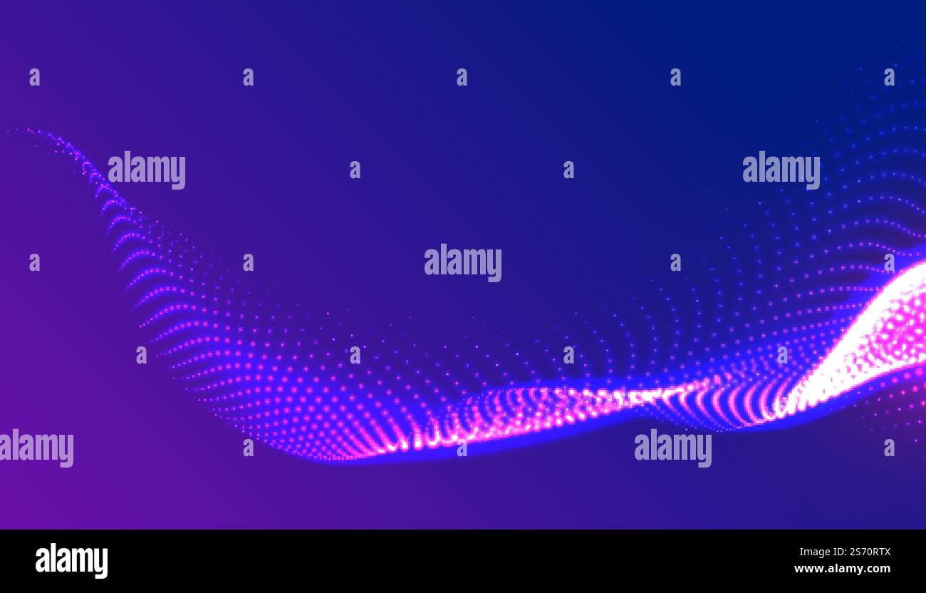 digital glowing purple particle wave background design Stock Vector ...