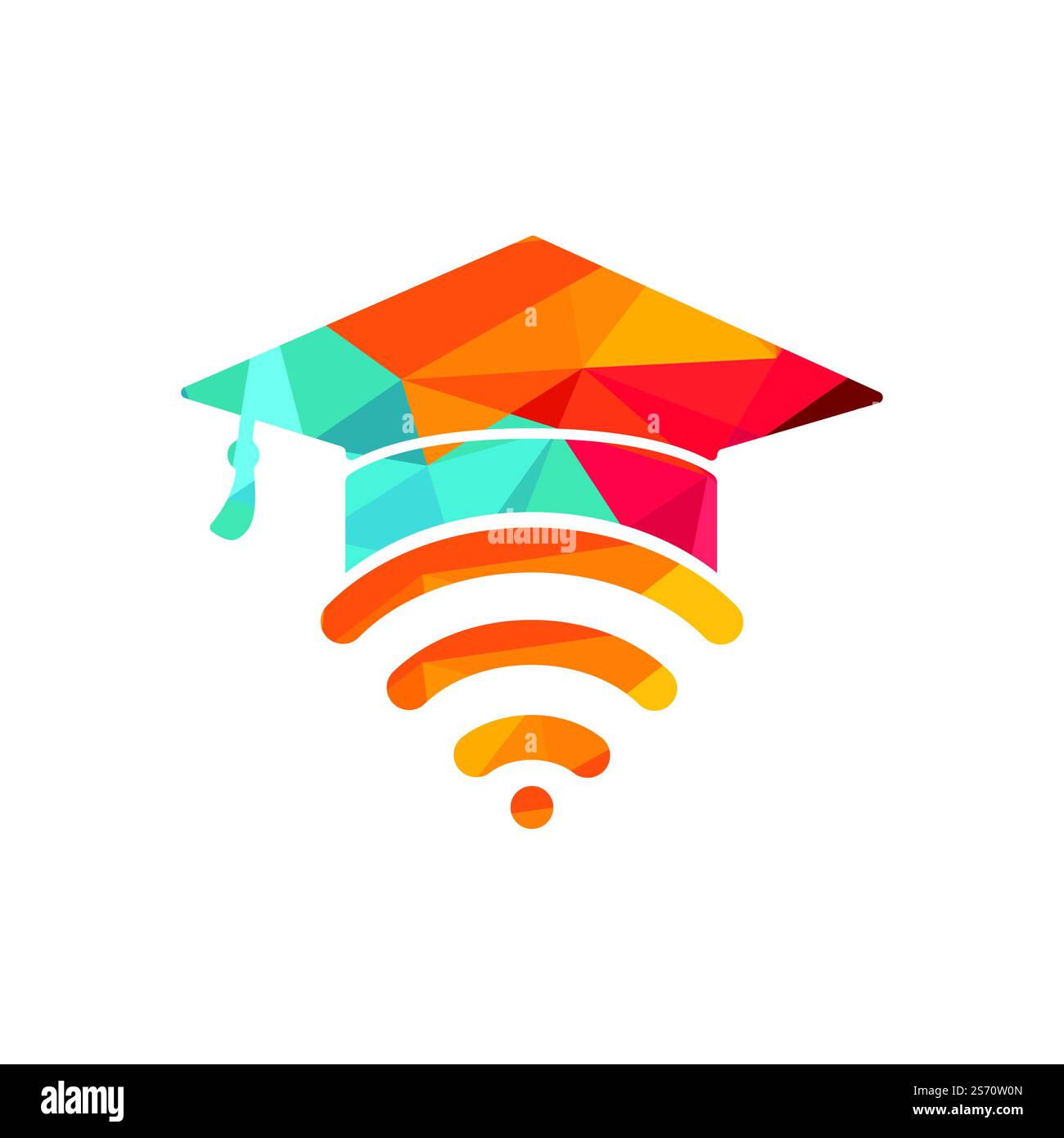 Graduate hat and wifi vector logo design. Study online logo concept ...
